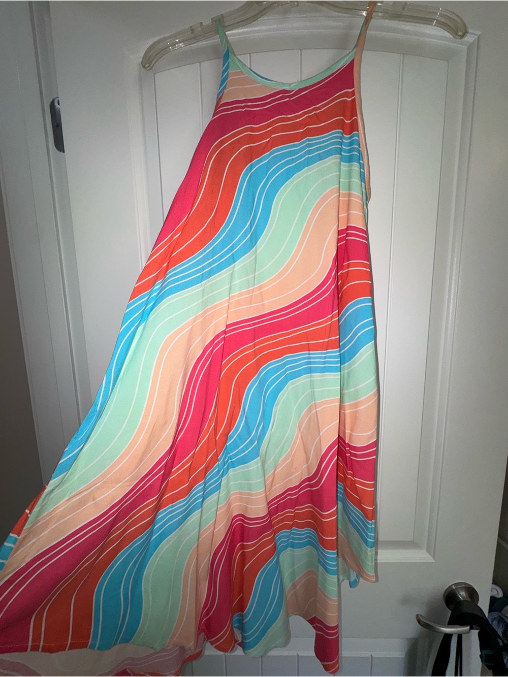 Janie and Jack Multicolor Wave-Print Sundress in Pink, Coral, Aqua, Mint, Peach